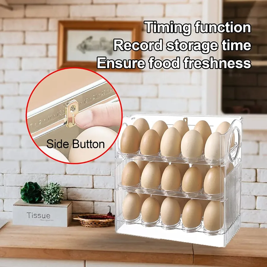 Egg Holder for Refrigerator 30 Coun, 3 Layer Vertical Clear Plastic — photo 4