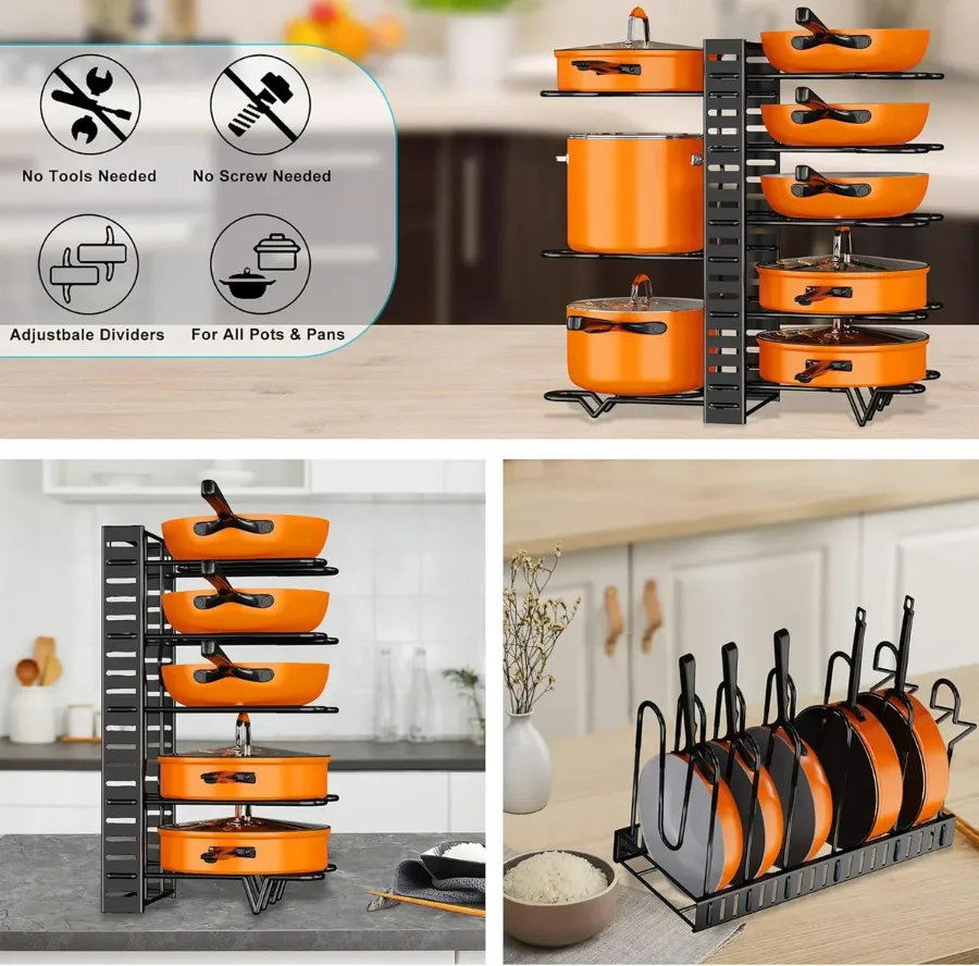Pots and Pans Organizer Rack for Kitchen Storage Larger β photo 2