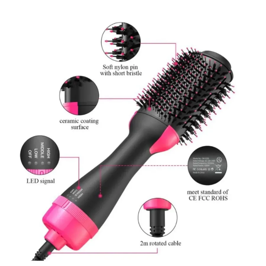 Hair Dryer And Styler Hot Air Brush- 1000W β photo 3