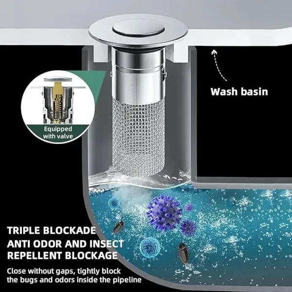 Universal Bathroom Sink Drain Stopper Double layer filtration — photo 2