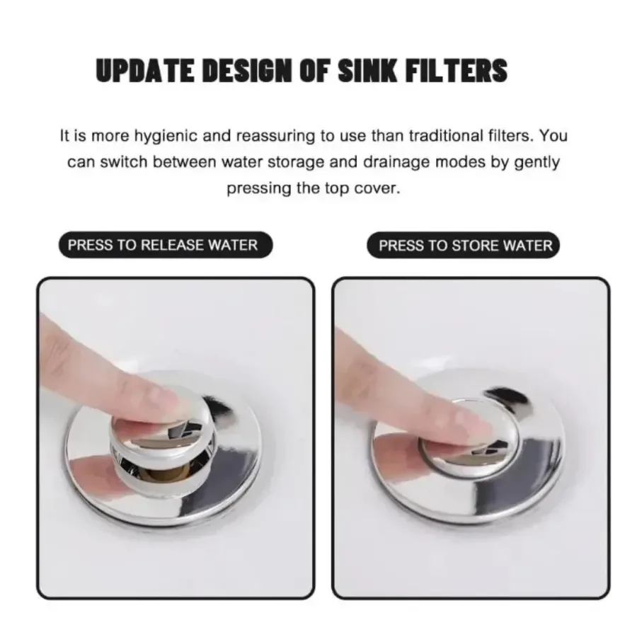 Universal Bathroom Sink Drain Stopper Double layer filtration — photo 4