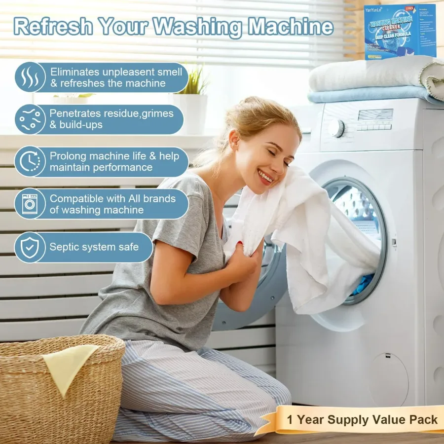 Washing Machine Cleaner Descaler Pack Of 12 - Deep Cleaning Tablet — photo 3