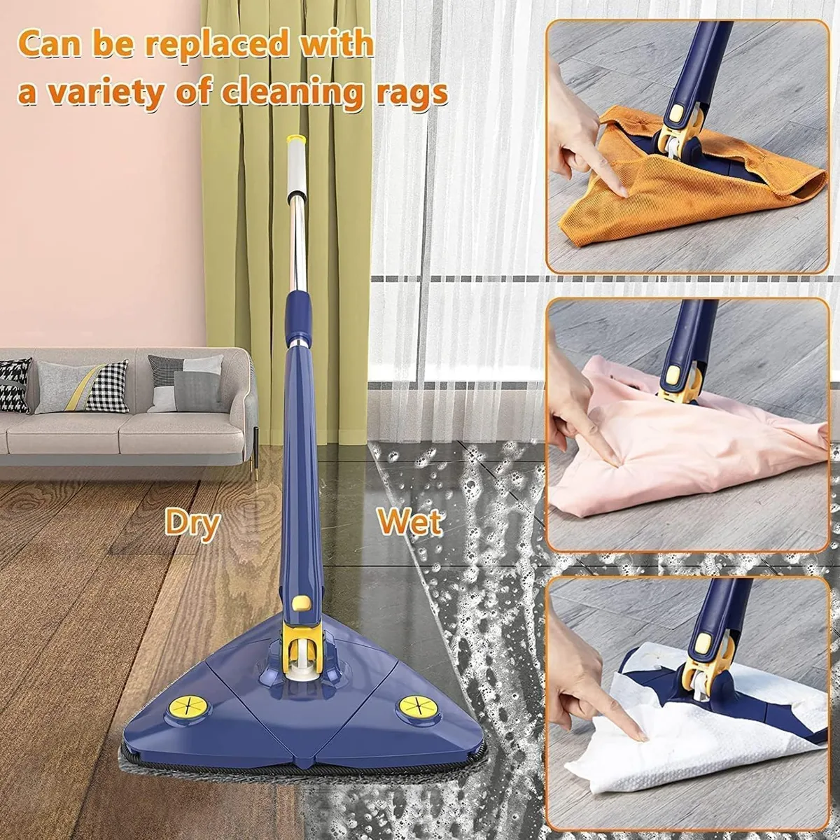 360° Triangle Mop | Self-Wringing Wet & Dry Microfiber Mop — photo 2