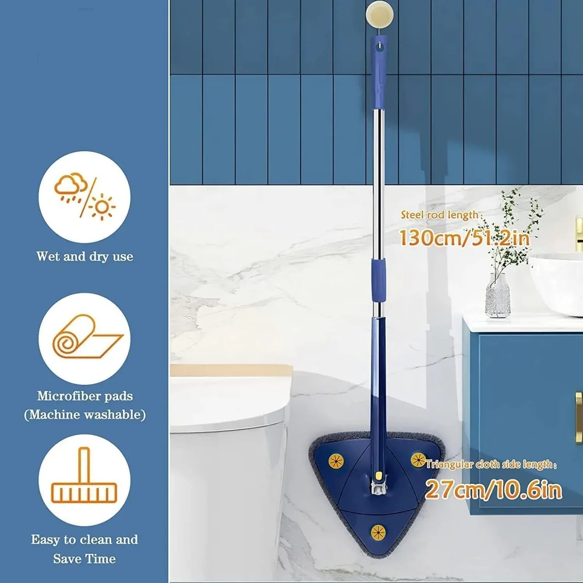 360° Triangle Mop | Self-Wringing Wet & Dry Microfiber Mop — photo 5