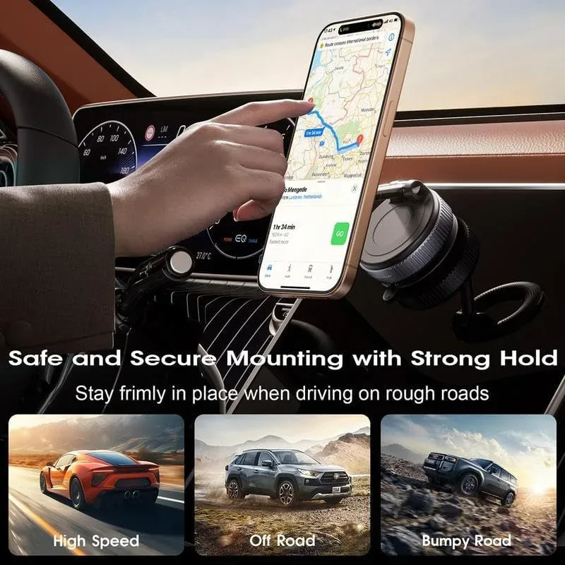 Magnetic Car Phone Mount – Upgraded Vacuum Suction Holder, 360° Adjustable Dashboard & Windshield Bracket — photo 3