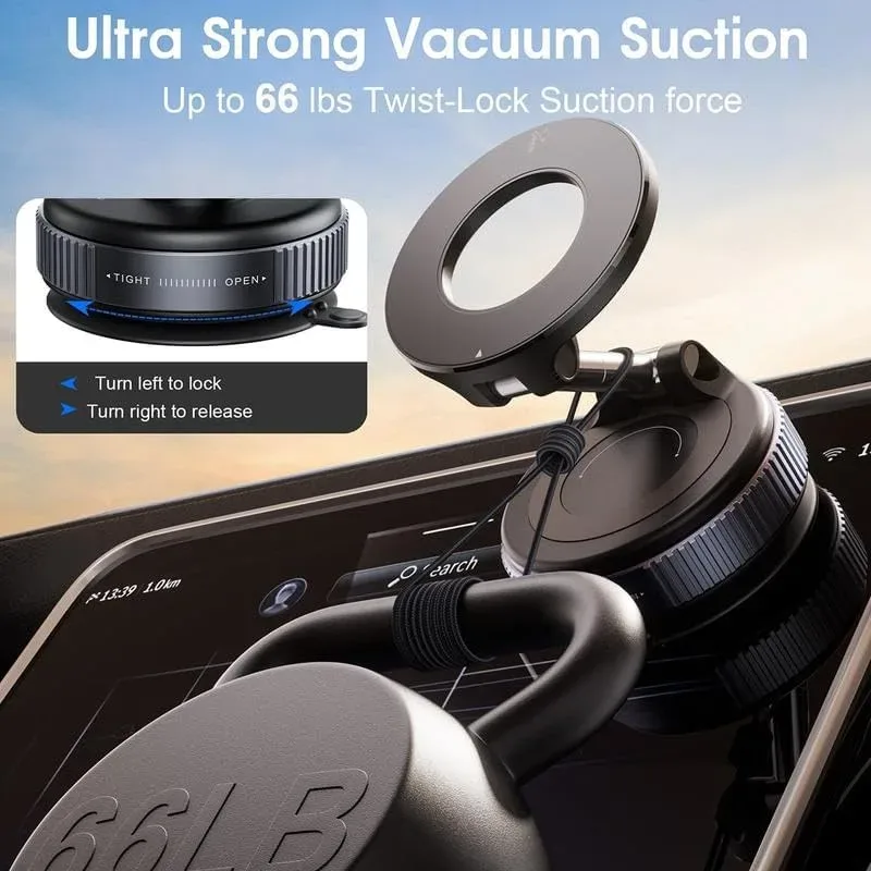 Magnetic Car Phone Mount – Upgraded Vacuum Suction Holder, 360° Adjustable Dashboard & Windshield Bracket — photo 5