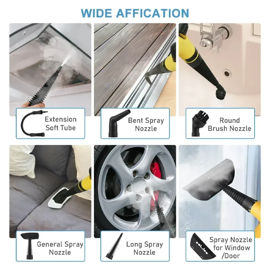 High Pressure Steam Cleaner – 1000W Handheld Steam Cleaning Machine with 9 Accessories for Kitchen, Bathroom, Furniture & Car Detailing — photo 8