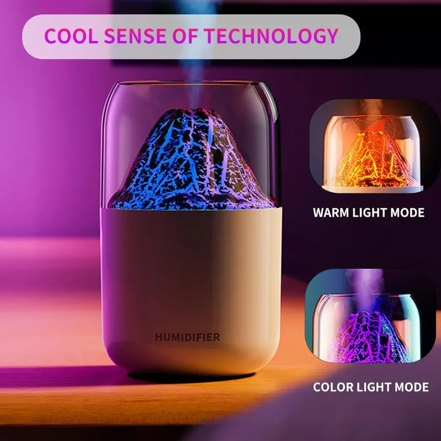 Mini Volcano Cool Mist Humidifier – 300ml Air Moisturizer with LED — photo 3