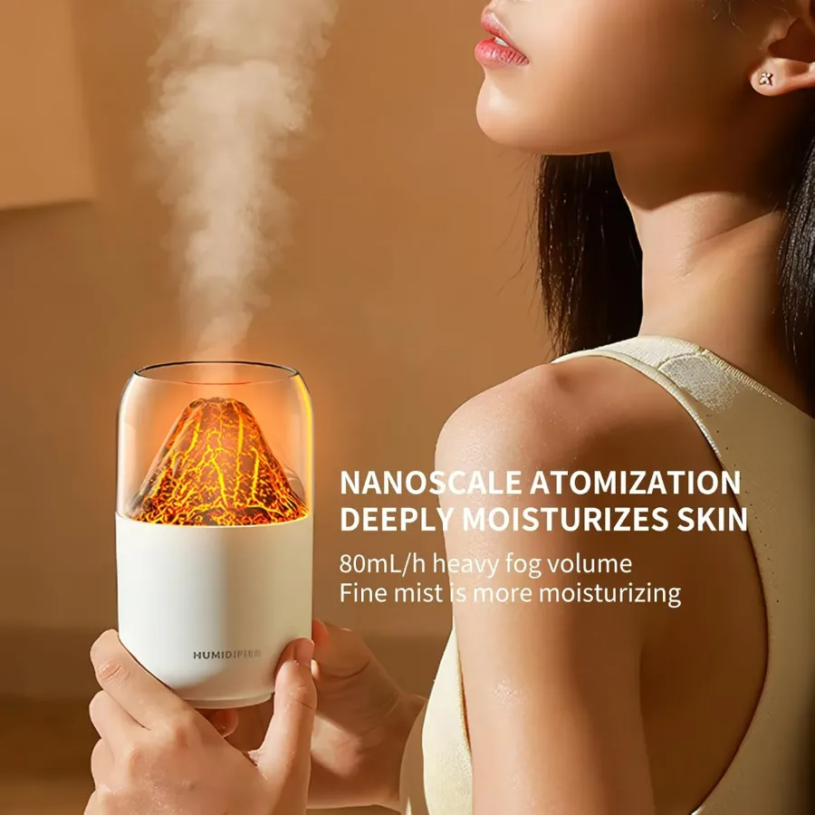 Mini Volcano Cool Mist Humidifier – 300ml Air Moisturizer with LED — photo 8
