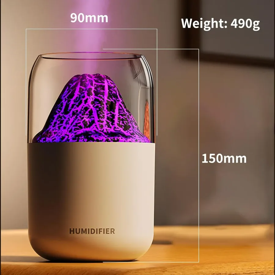 Mini Volcano Cool Mist Humidifier – 300ml Air Moisturizer with LED — photo 10