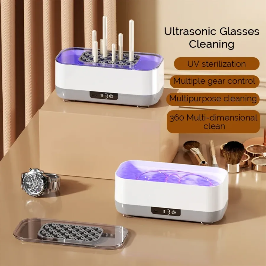Ultrasonic Jewelry & Eyeglass Cleaner – High-Frequency Cleaning Bath for Jewelry, Makeup Brushes