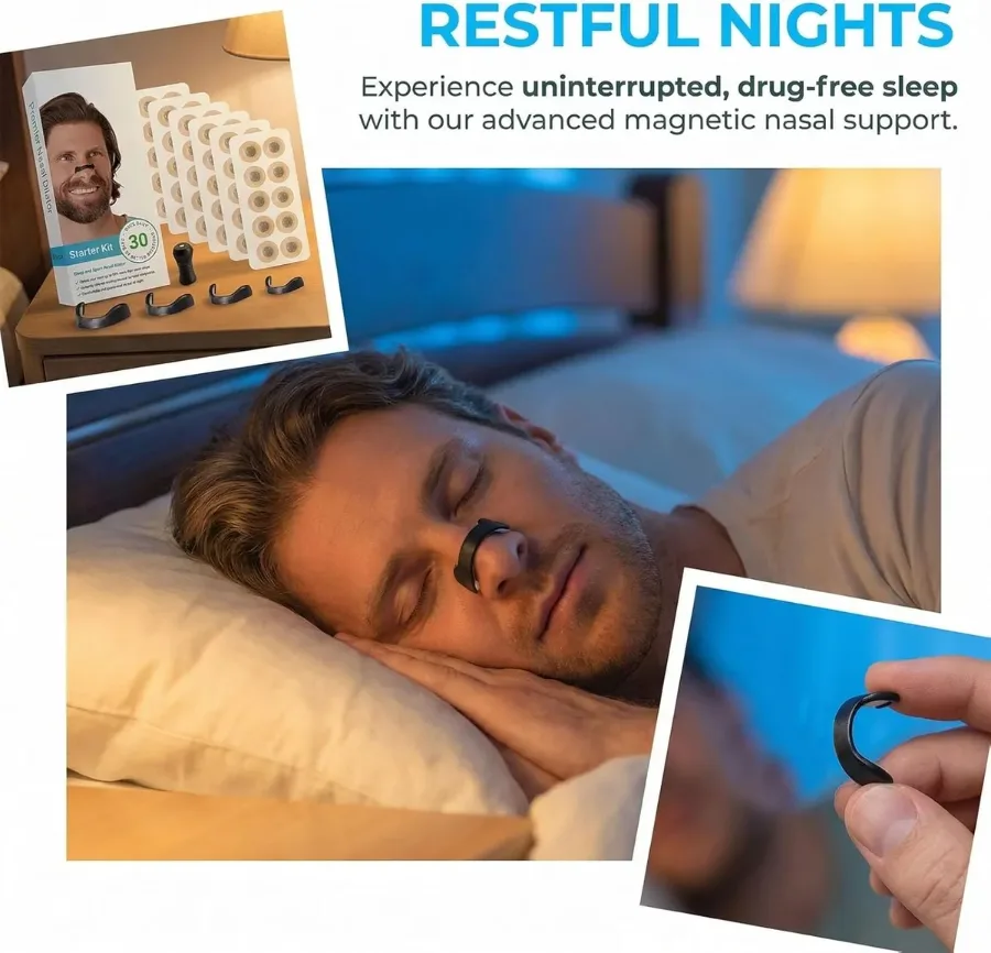 Magnetic Nasal Strips Snoring Relief Kit with Nose Clip - Breathing enhancer — photo 7