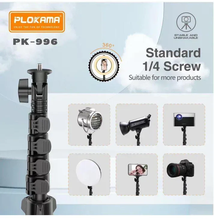 PLOKAMA PK996 Multifunctional Bluetooth Tripod with Remote 5.5F PK996 β photo 4