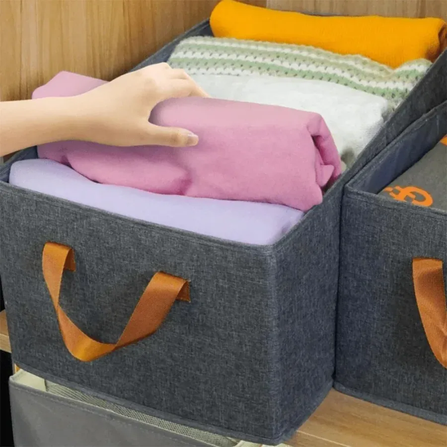 Cationic Steel Frame Storage Box, Foldable Portable Cloth Clothes Organizer Basket β photo 2