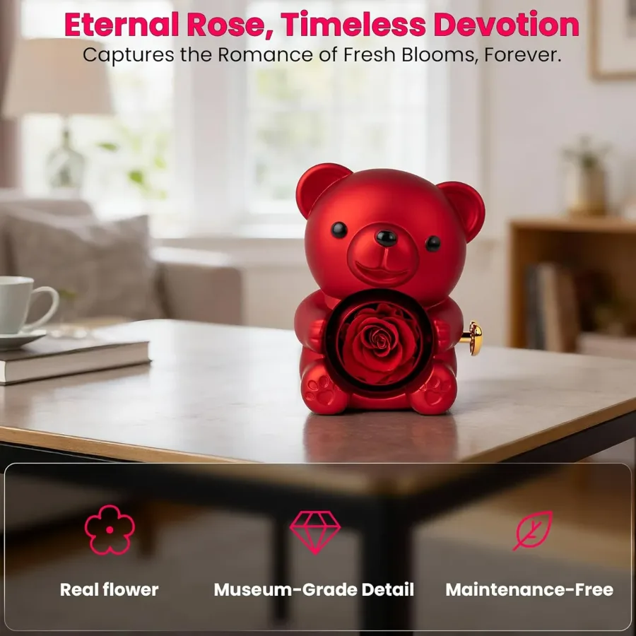 Eternal Rose Bear Box With Necklace β photo 4