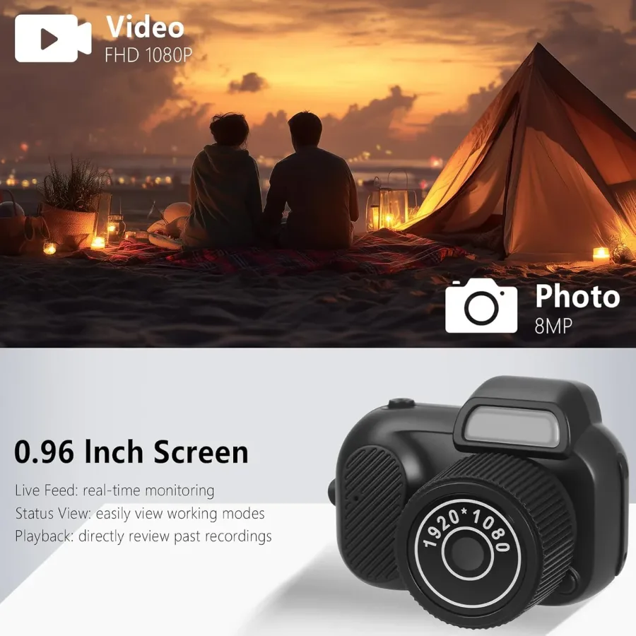 Mini Keychain Camera, 8MP, Supports SD Card Images, with Screen, Mini Digital Body Camera β photo 2