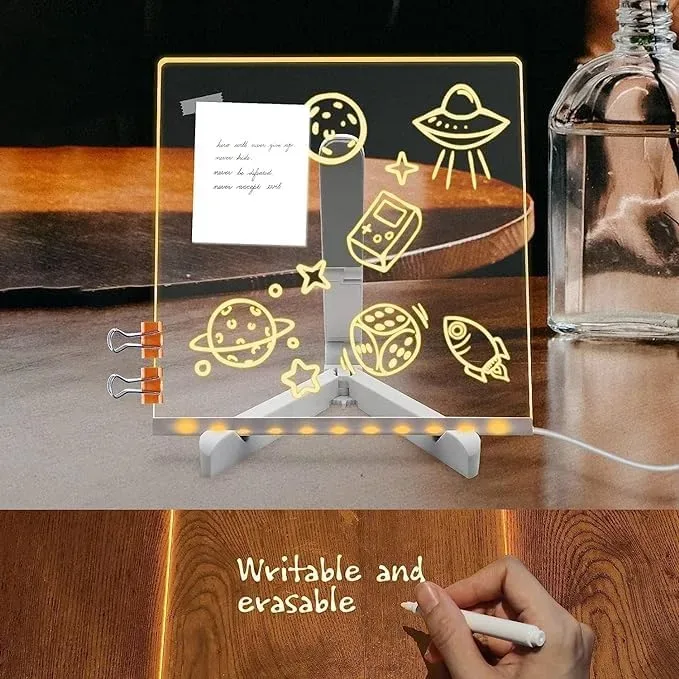 3D Acrylic Writing pad with Pen Message Board rewritable Table lamp drawing kids led — photo 3