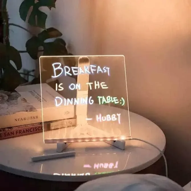 3D Acrylic Writing pad with Pen Message Board rewritable Table lamp drawing kids led — photo 4