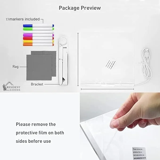 3D Acrylic Writing pad with Pen Message Board rewritable Table lamp drawing kids led β photo 6
