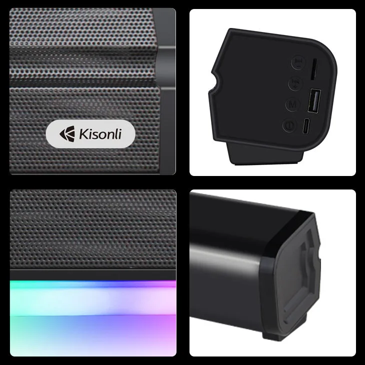 Kisonli LED-802 RGB Wireless Bluetooth Speaker 5.3 Retro Sound bar — photo 4
