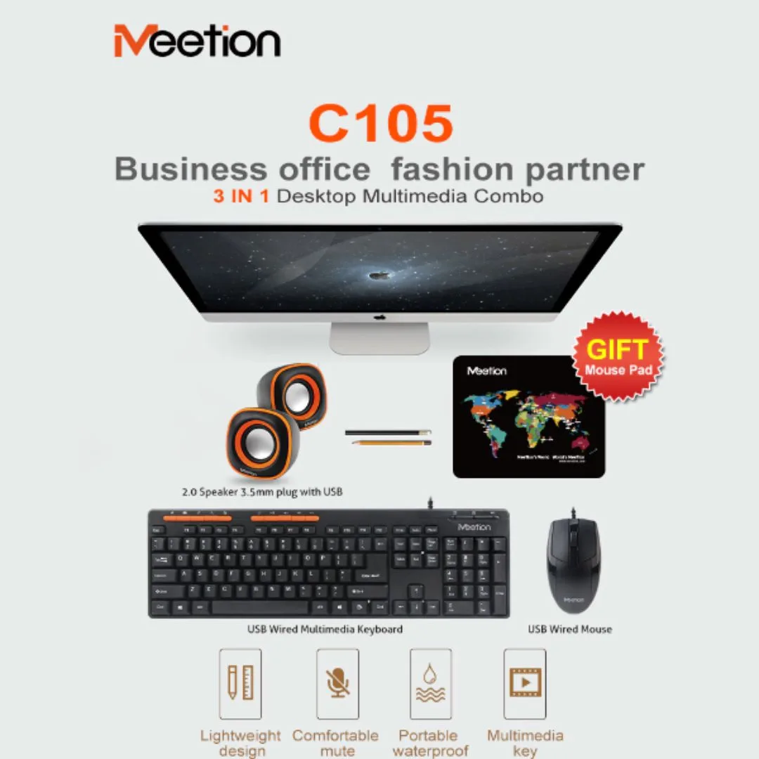 MEETION C105 WIRED KEYBOARD + MOUSE + SPEAKER COMBO β photo 2