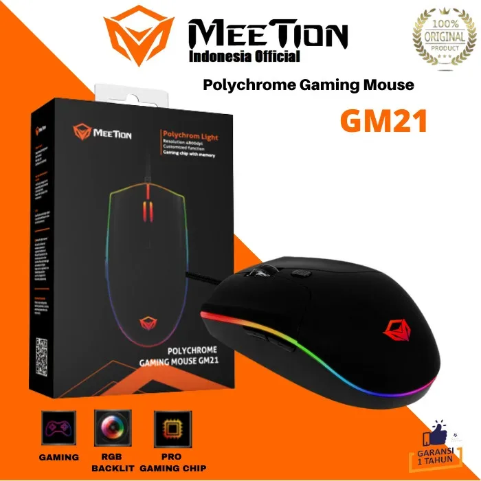 MeeTion MT-GM21 USB Wired Chromatic RGB Circulation Backlit Gaming Mouse