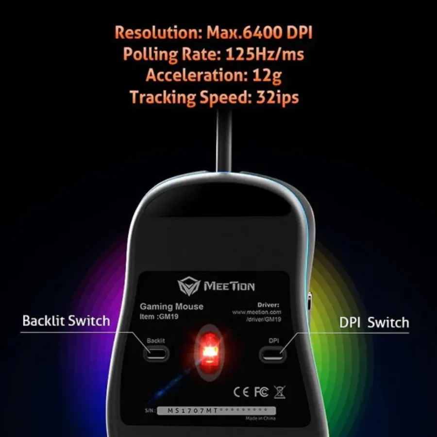 MeeTion GM19 Usb Wired Optical Gaming Mouse With Fcc Standards β photo 7