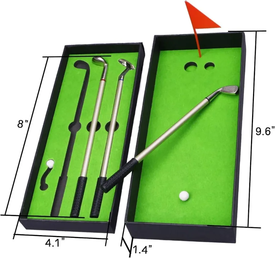 Golf Pen, Mini Golf Gift Set, Desktop Golf Ball Pen Gift, 3 Golf Clubs Pens with Balls and Flag — photo 2