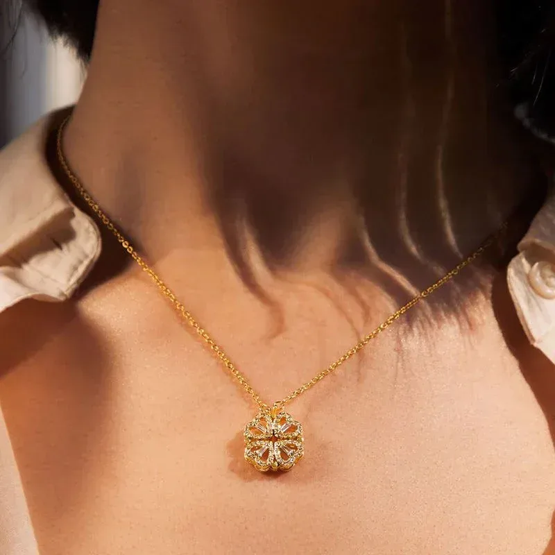 12 Eternal Roses Jewelry Gift Box + Magnetic Four Heart Necklace — photo 4