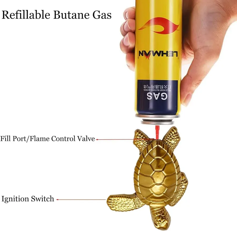 Turtle Lighter, Golden Tortoise Refillable Lighter — photo 4