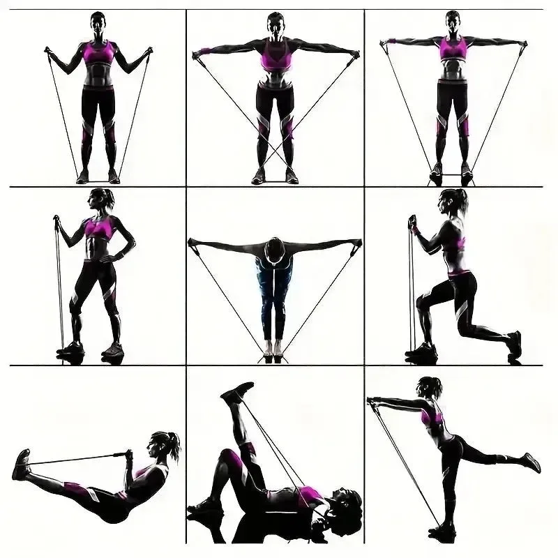 11Pcs Resistance Bands Set Elastic Tube Bands Door Anchor Ankle Straps Cushioned Handles with Carry Bags for Home Gym — photo 4