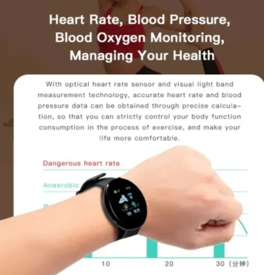 D18 Smart Watch Touch Screen, Heart Rate, Blood Oxygen, Blood Pressure, Compatible with Android and iOS β photo 4