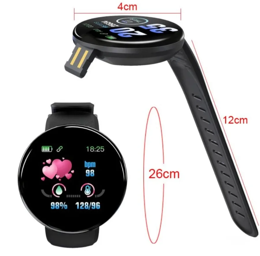 D18 Smart Watch Touch Screen, Heart Rate, Blood Oxygen, Blood Pressure, Compatible with Android and iOS β photo 5