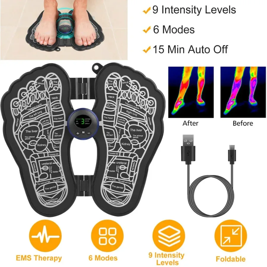 Electric EMS Foot Massager Pad Foldable USB Rechargeable β photo 2
