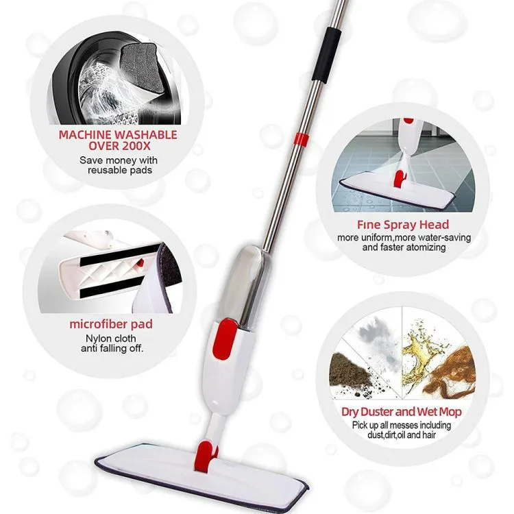 360° Microfiber Spray Mop – Flat, Multi-Surface Floor Cleaner with Refillable Bottle & Washable Pads — photo 2