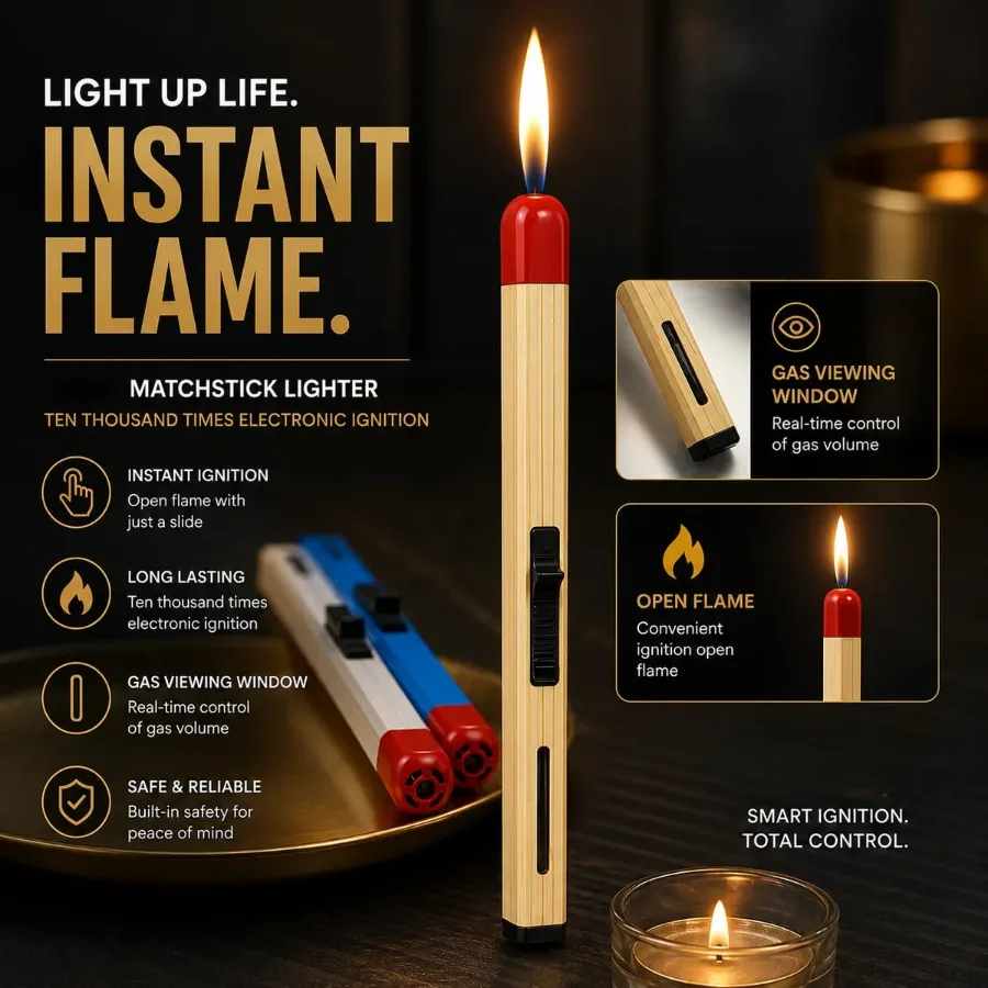Match Stick Shaped Butane Lighter with Long Handle β photo 2