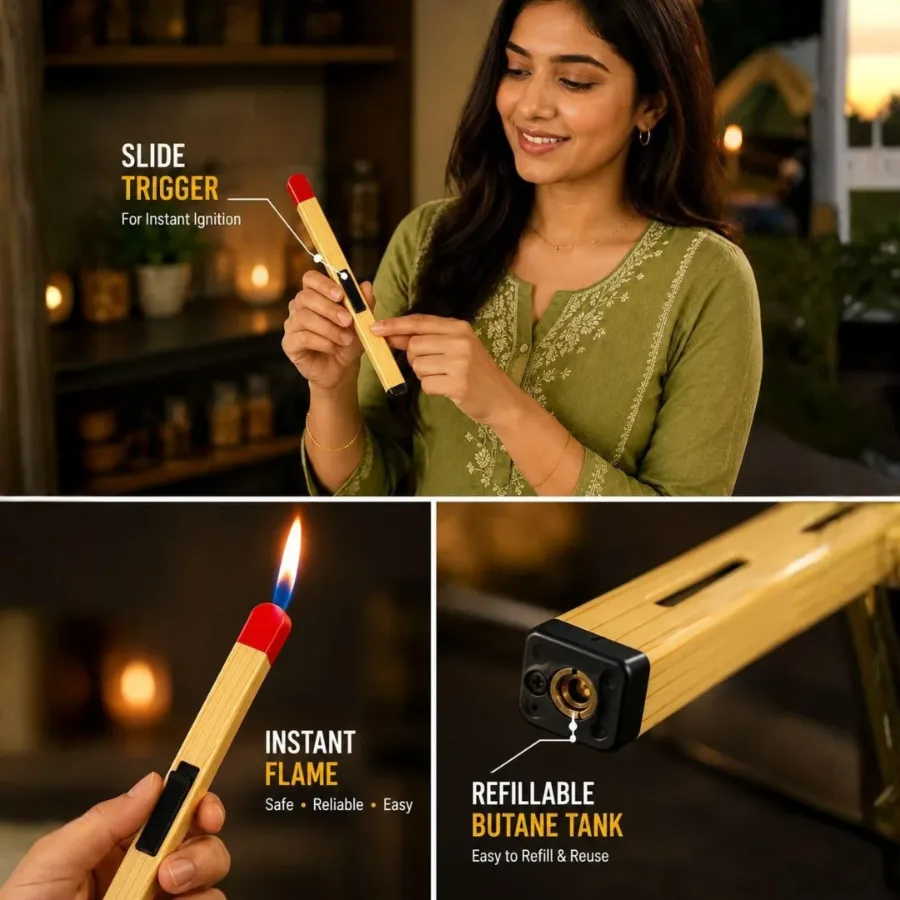 Match Stick Shaped Butane Lighter with Long Handle — photo 7