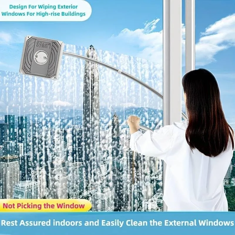Window Cleaning Tool U Shaped l for External Window Washer with Telescopic Pole, Angle Adjustable Sponge Head and Squeegees β photo 2