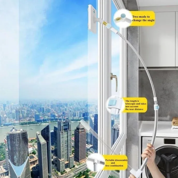 Window Cleaning Tool U Shaped l for External Window Washer with Telescopic Pole, Angle Adjustable Sponge Head and Squeegees β photo 3