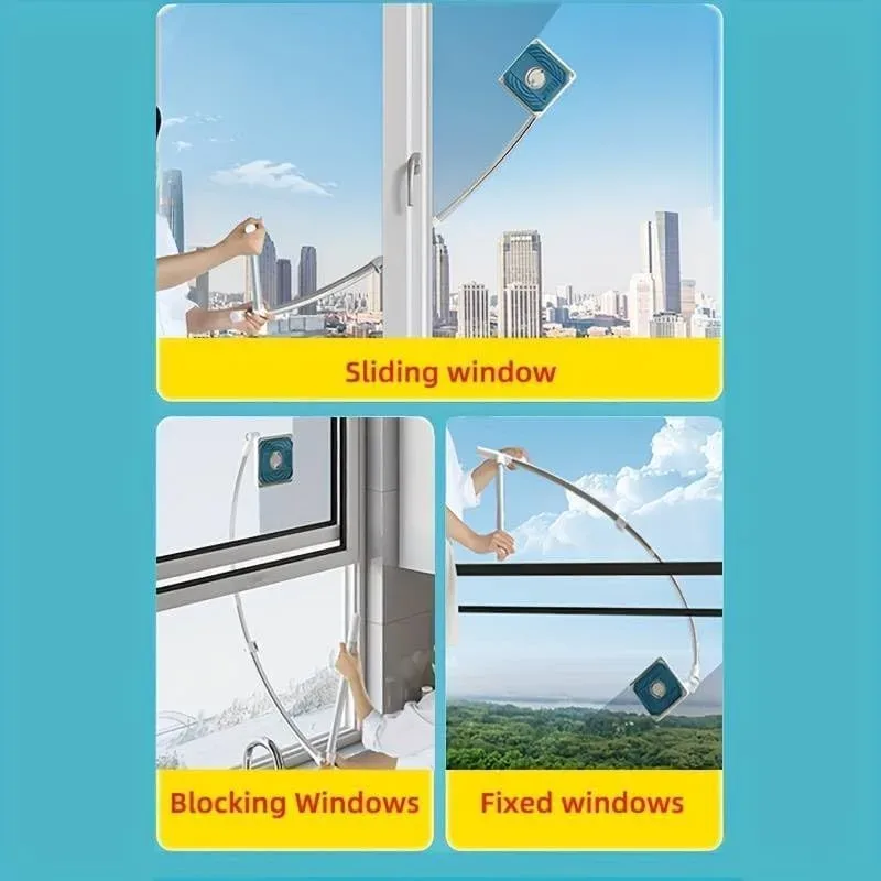 Window Cleaning Tool U Shaped l for External Window Washer with Telescopic Pole, Angle Adjustable Sponge Head and Squeegees β photo 6