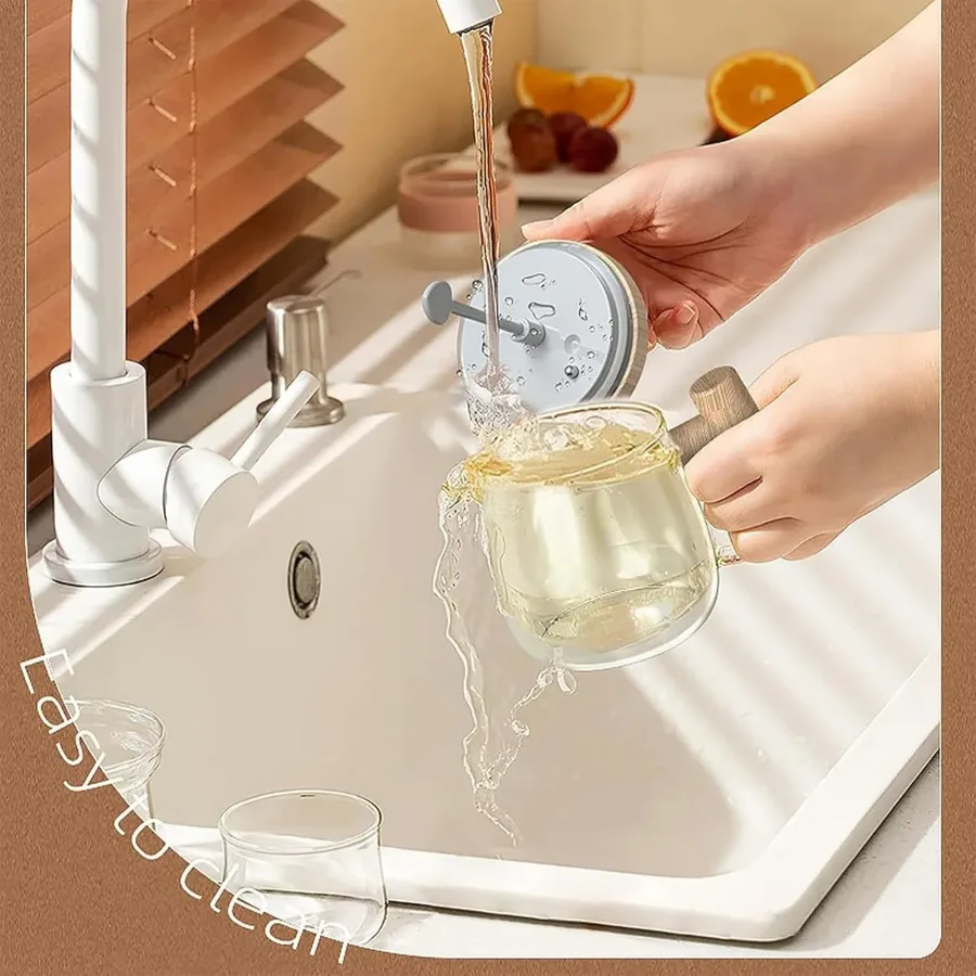 Self Stirring Coffee Mug, Glass Electric Self Mixing Cup with Lid & Handle — photo 5