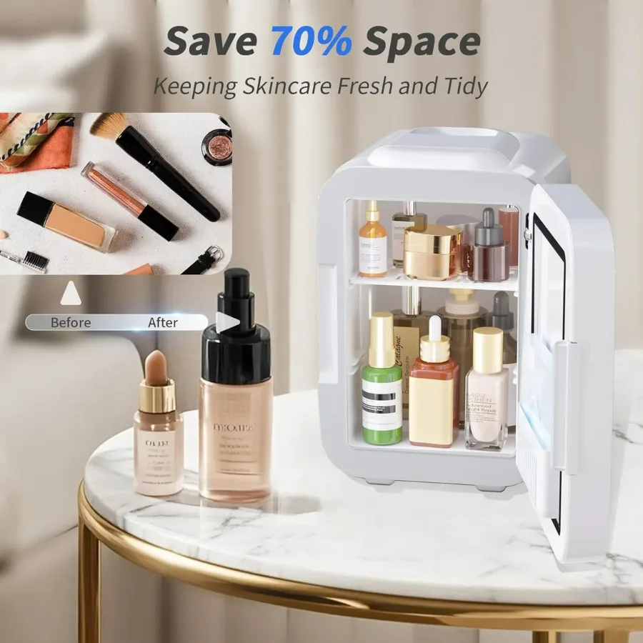 4L Mini Fridge with Dimmable LED Mirror – Portable Cooler & Warmer for Cosmetics, Food — photo 2