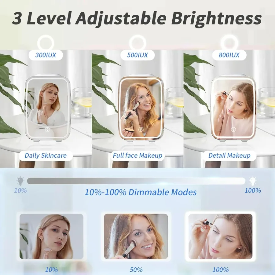 4L Mini Fridge with Dimmable LED Mirror – Portable Cooler & Warmer for Cosmetics, Food — photo 3