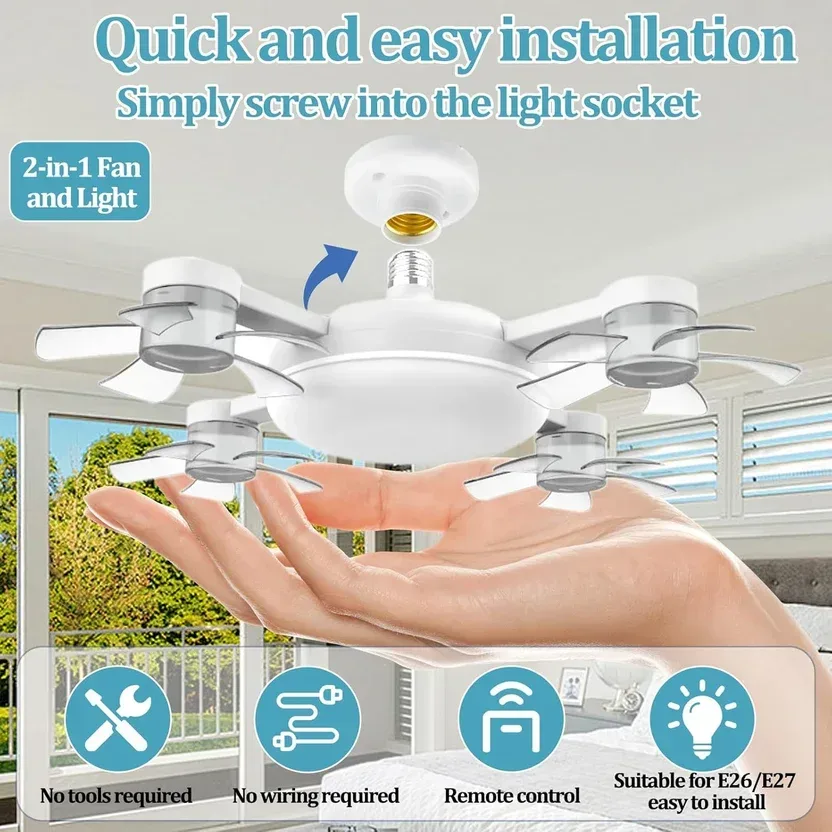 Silent F4 Led Ceiling Fans with Lights and Remote 3 Level — photo 2