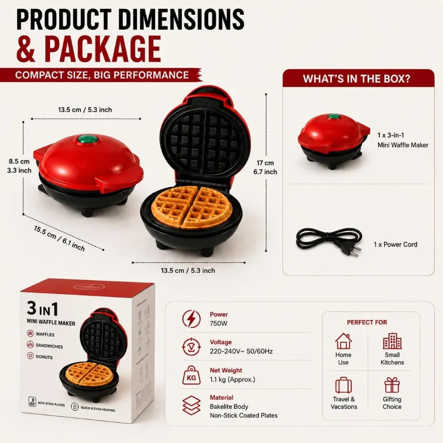 Round Non Stick Mini Waffle Maker — photo 5