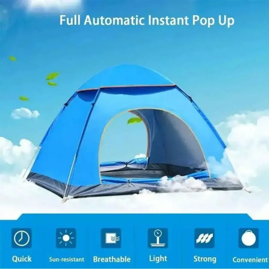 Automatic Pop-Up Tent – Double Door, Single Layer, Waterproof & Windproof for Outdoor Camping with Carry Bag – Green — photo 4