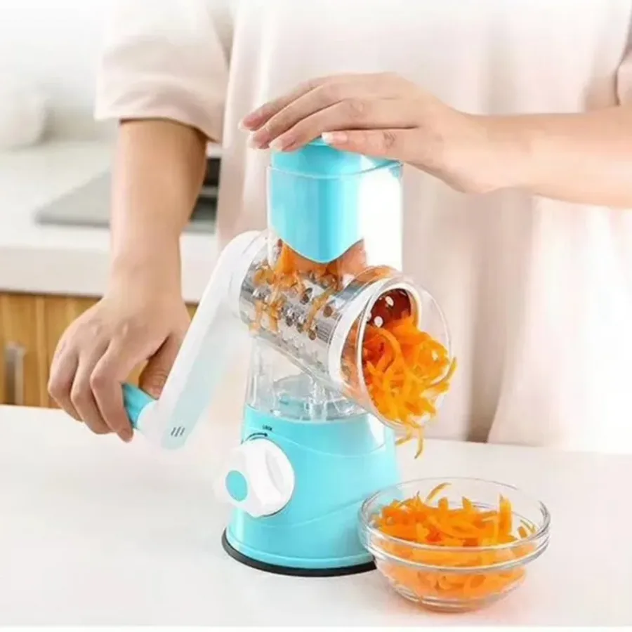 Tabletop Drum 3-in-1 Vegetable Cutter & Rotary Cheese Grater – Multifunctional Slicer with 3 Stainless Steel Blades for Vegetables, Fruits & Cheese — photo 4