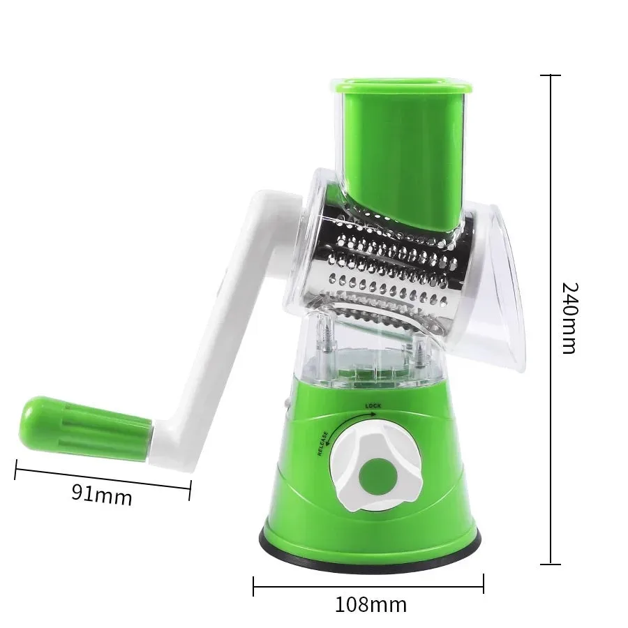 Tabletop Drum 3-in-1 Vegetable Cutter & Rotary Cheese Grater – Multifunctional Slicer with 3 Stainless Steel Blades for Vegetables, Fruits & Cheese — photo 9